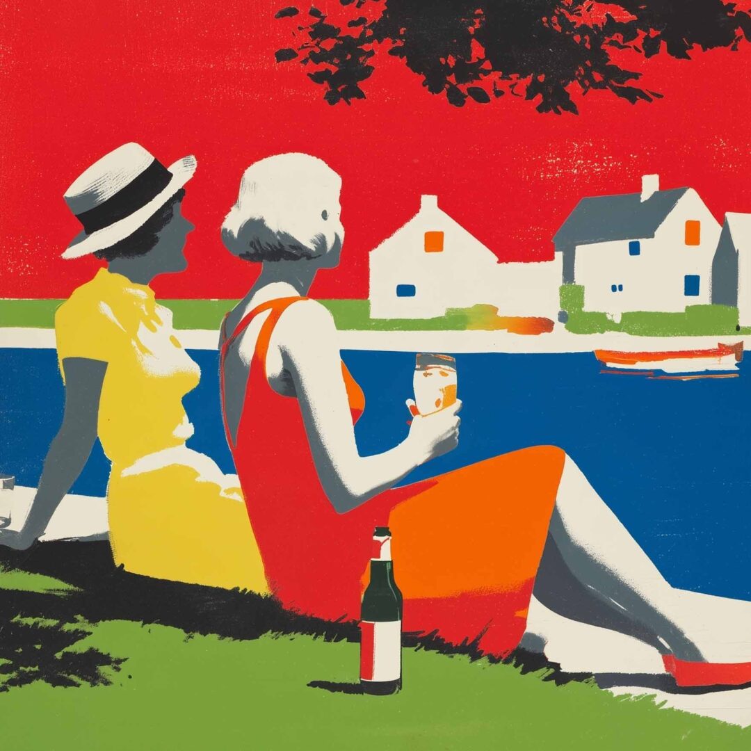 Two Danish friends drink a beer by the water