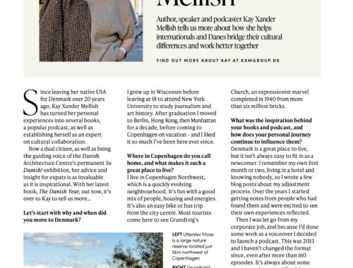 Kay Xander Mellish on Danish Culture, Hygge and Life in Copenhagen Kay Xander Mellish profile Simply Scandi Magazine Fall 2026 Part 1
